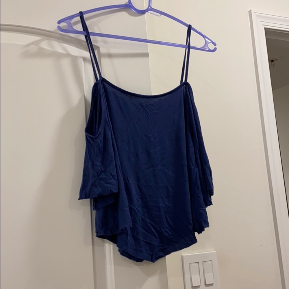 American Eagle Navy Off the Shoulder Crop Top
